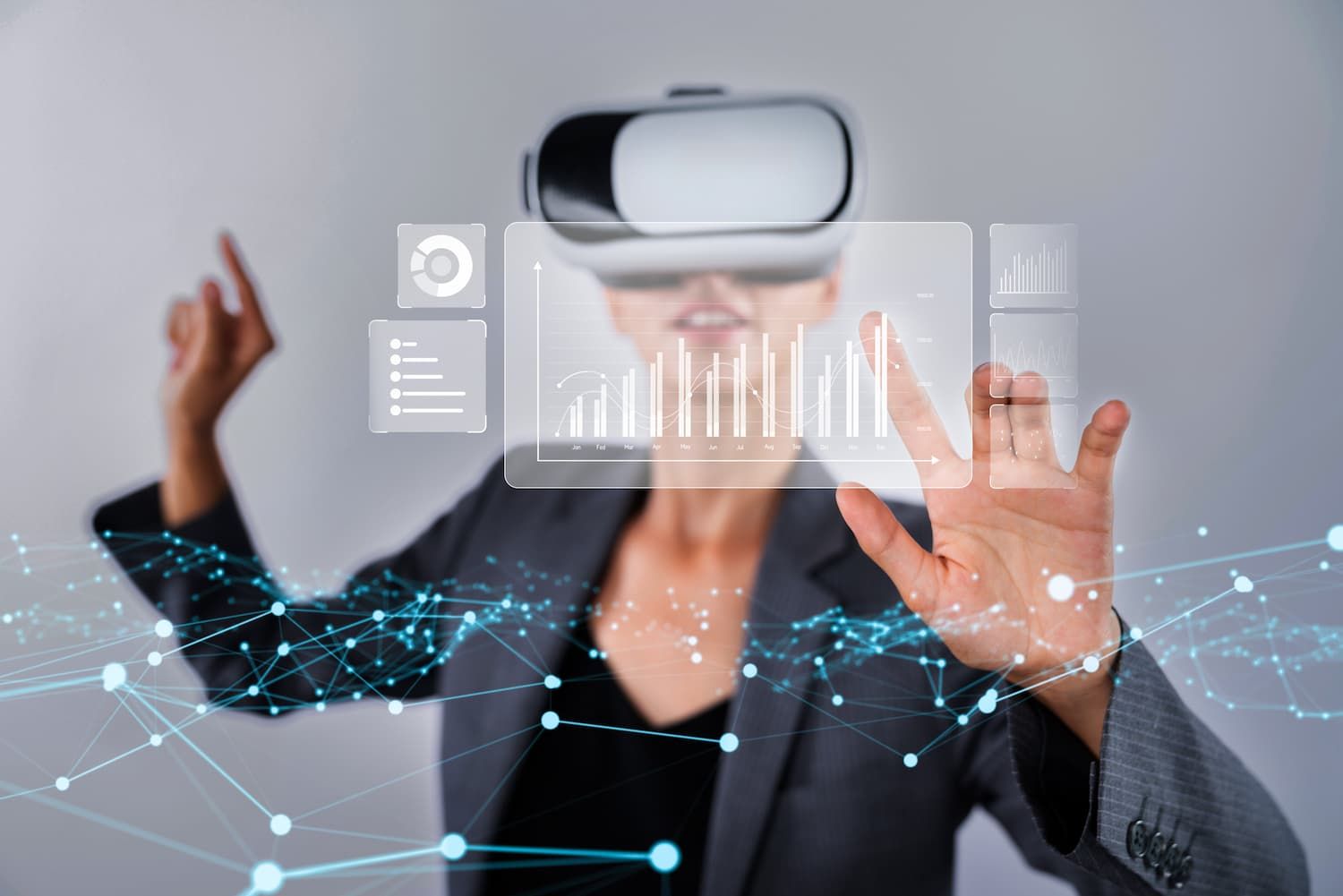 CMOs Use VR to analyze sales data and track GTM readiness via immersive charts.